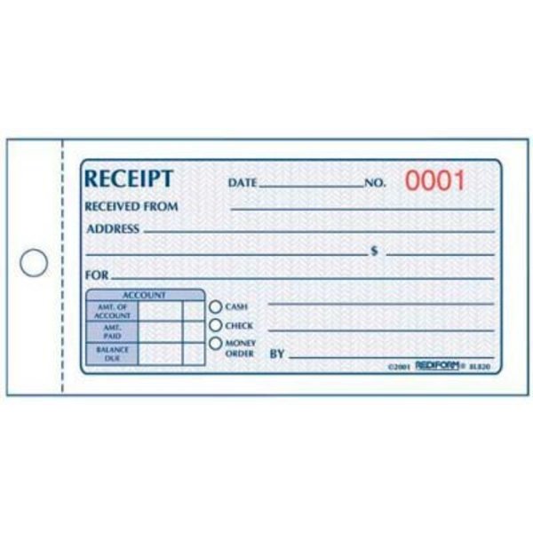 Rediform Office Products Rediform® Money Receipt Book, 2-Part, Carbonless, 2-3/4" x 5", 50 Sets/Book 8L820